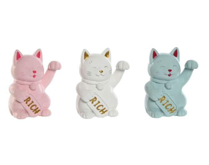 Money box Home ESPRIT Resin Cat 12 x 9,5 x 16 cm (3 Units)