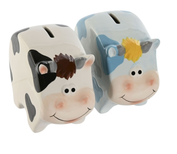Money box Home ESPRIT Dolomite Cow 16 X 7,5 X 12,5 cm (2 Units)