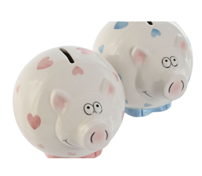 Money box Home ESPRIT Dolomite Pig 15 X 13 X 12 cm (2 Units)