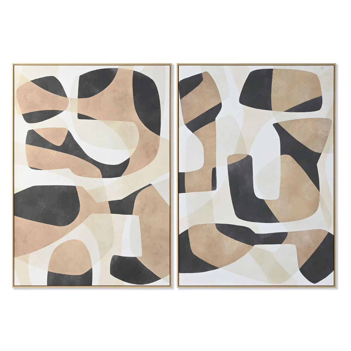 Painting Home ESPRIT Brown Black Abstract Urban 100 x 4 x 140 cm (2 Units)