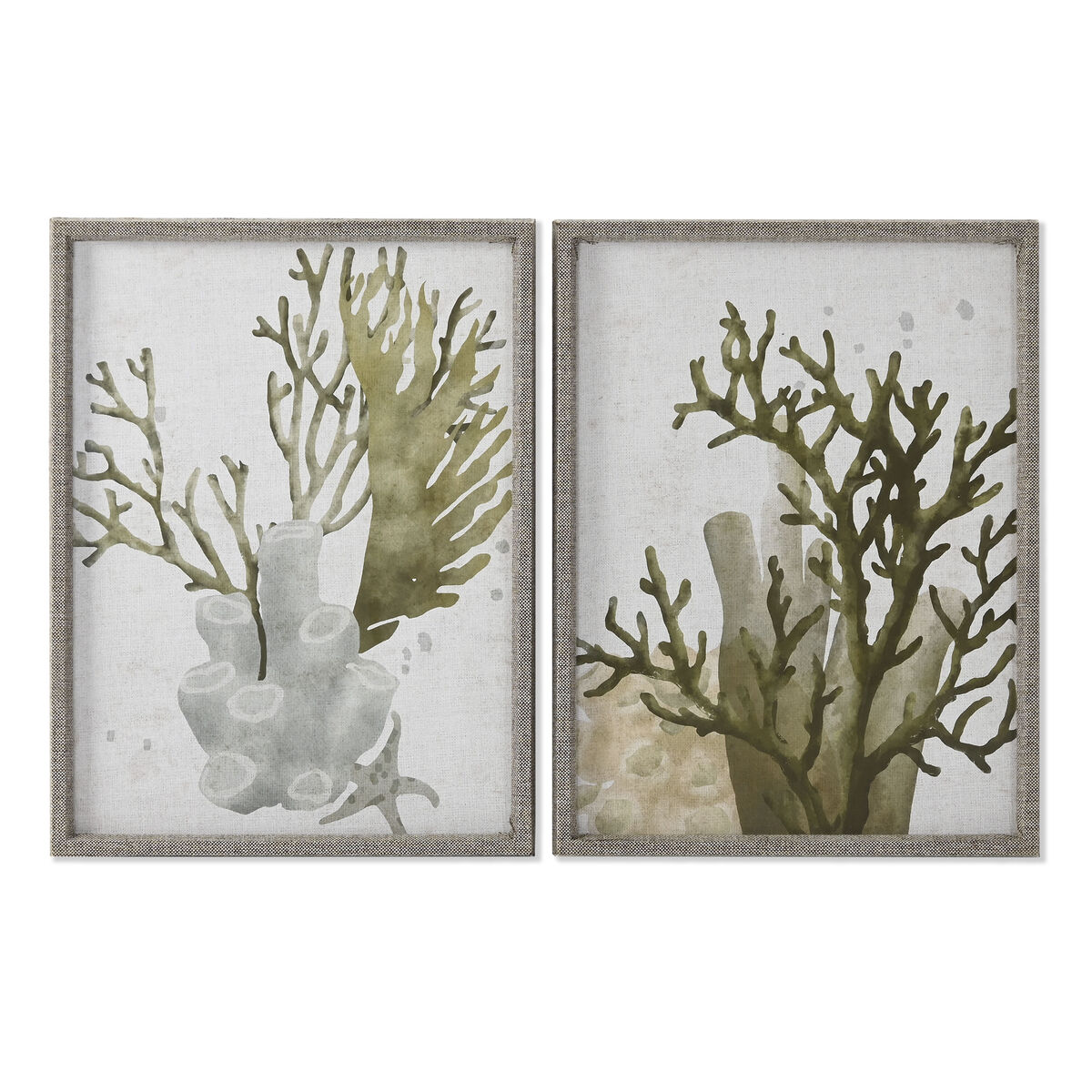 Painting Home ESPRIT Green Coral Mediterranean 45 x 2 x 60 cm (2 Units)