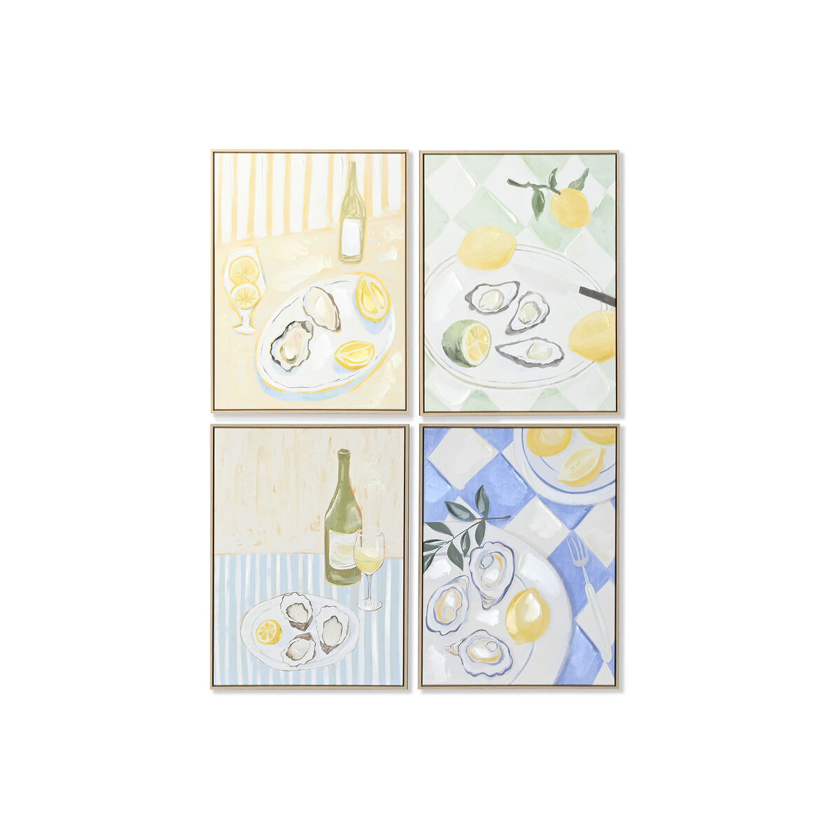 Painting Home ESPRIT Yellow Blue Mediterranean 60 x 4 x 80 cm (4 Units)