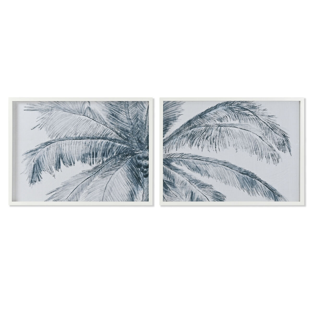 Painting Home ESPRIT Blue White Palms Mediterranean 80 x 2 x 60 cm (2 Units)