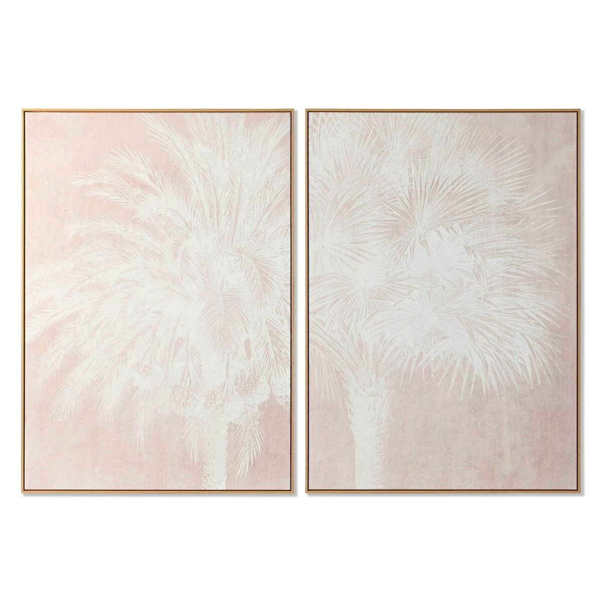 Painting Home ESPRIT White Beige Palms Tropical 100 x 4 x 140 cm (2 Units)