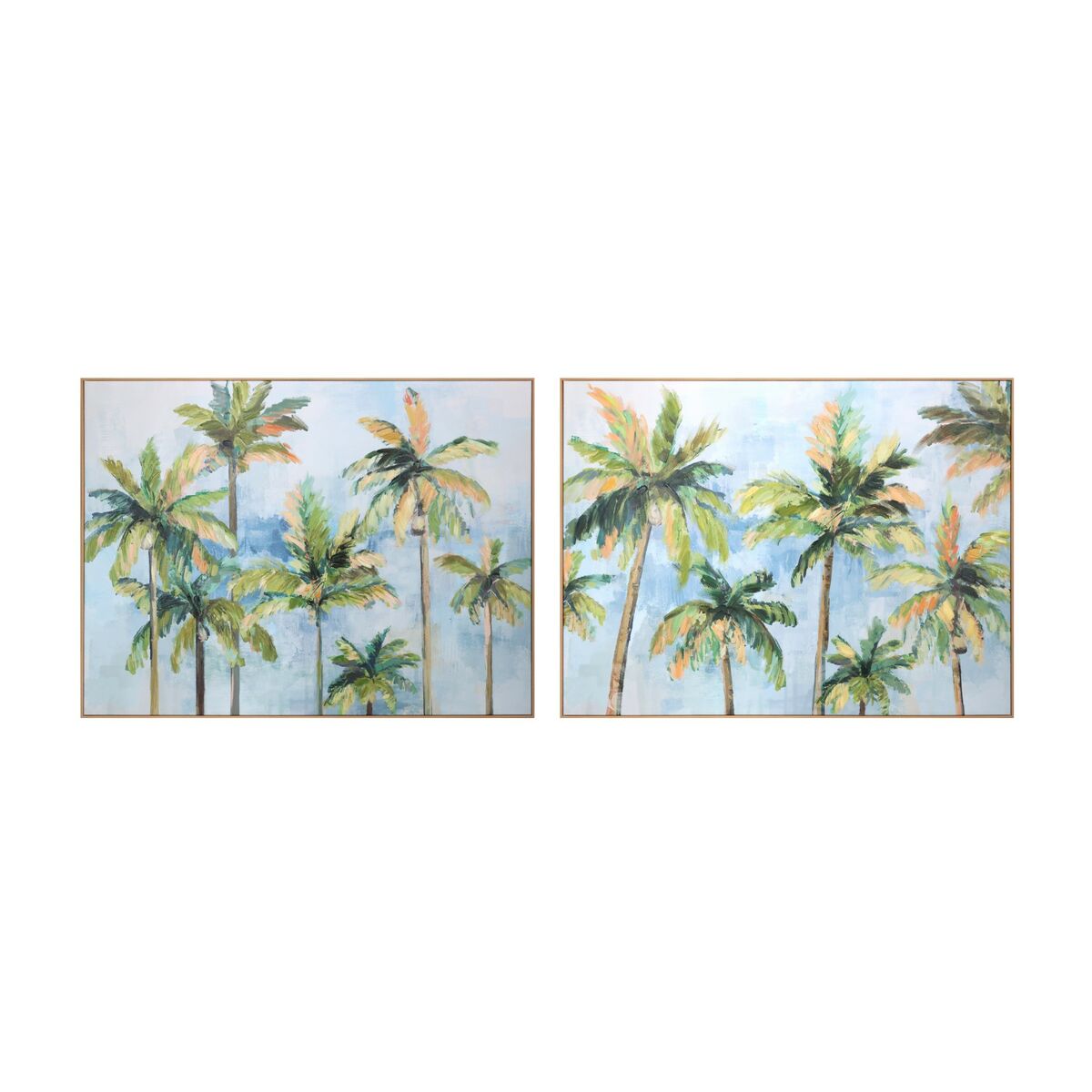 Painting Home ESPRIT Blue Green Palms Tropical 120 x 3,5 x 90 cm (2 Units)