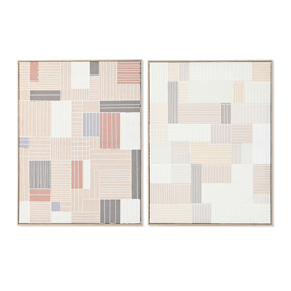 Painting Home ESPRIT Brown Beige Squared Urban 60 x 3 x 80 cm (2 Units)