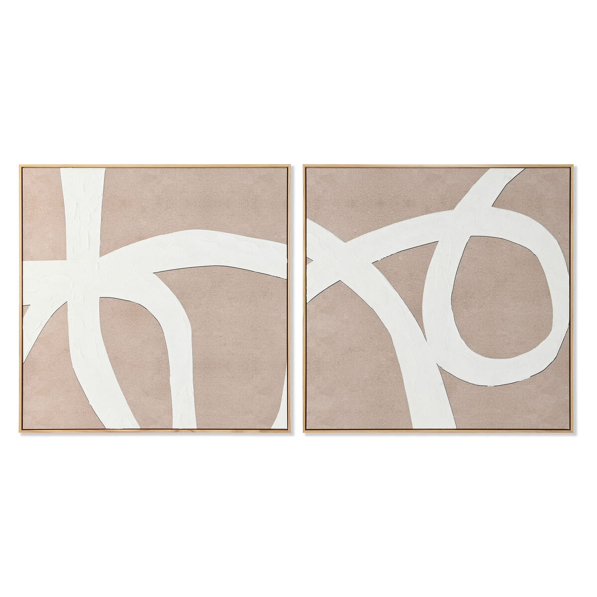 Painting Home ESPRIT White Beige Abstract 103 x 4,3 x 103 cm (2 Units)