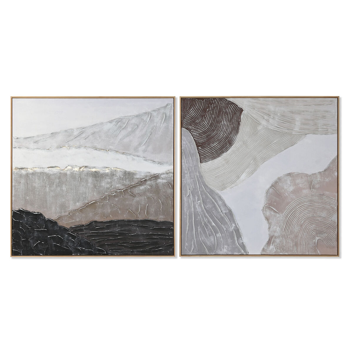 Painting Home ESPRIT Brown Black Beige Abstract 123 x 4,3 x 123 cm (2 Units)