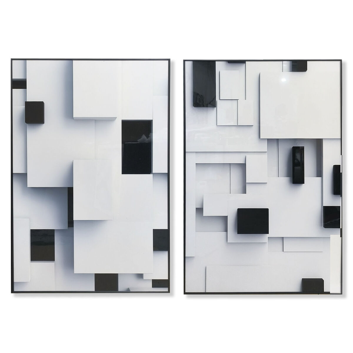 Painting Home ESPRIT White Black Abstract Modern 80 x 3,5 x 120 cm (2 Units)