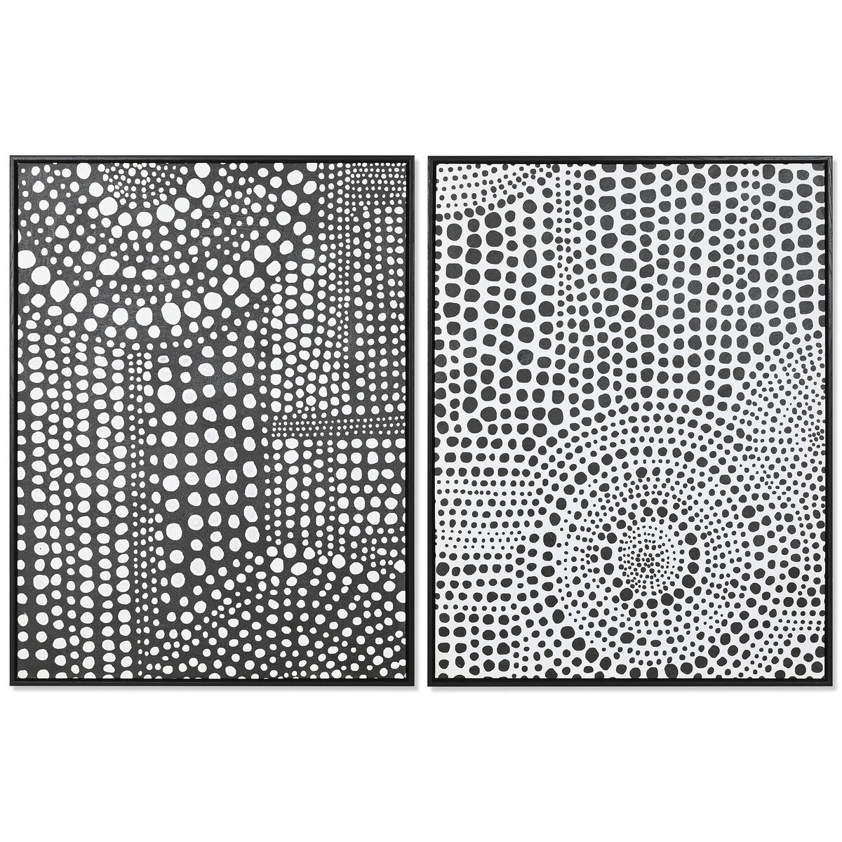 Painting Home ESPRIT White Black Abstract Modern Lacquered 60 x 3,5 x 80 cm (2 Units)