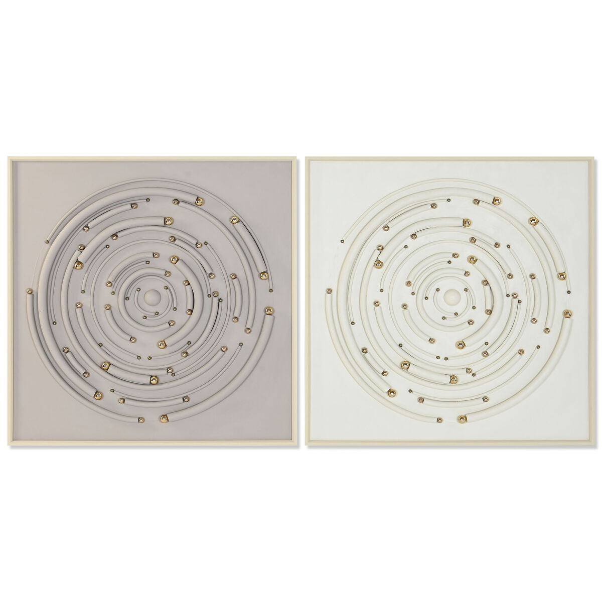 Painting Home ESPRIT Beige Grey Modern Circles 100 x 3,5 x 100 cm (2 Units)