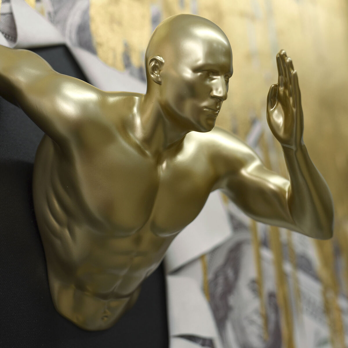 Painting Home ESPRIT Golden Men Modern 80 x 3,5 x 80 cm (2 Units)