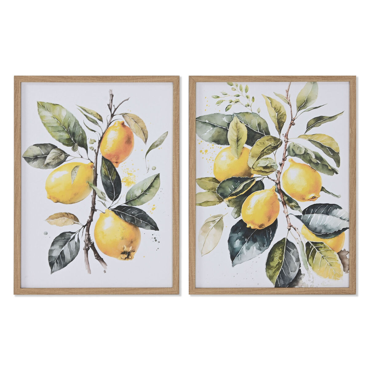 Painting Home ESPRIT Yellow White Green Lemon Mediterranean 30 x 1,8 x 40 cm (2 Units)