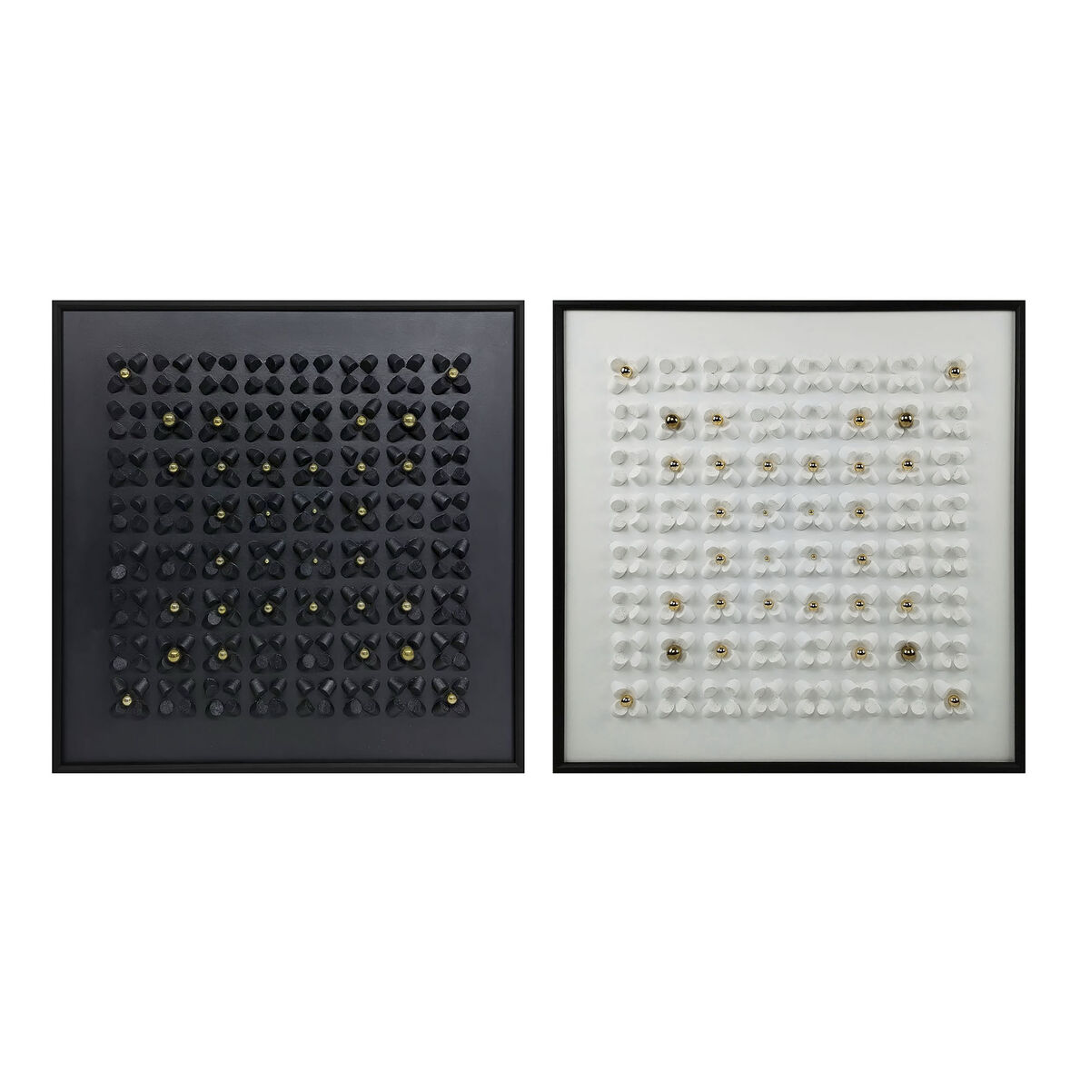 Painting Home ESPRIT White Black Abstract Modern 100 x 3,5 x 100 cm (2 Units)