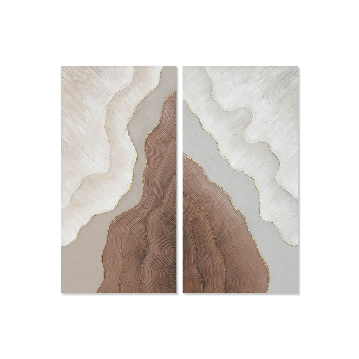 Painting Home ESPRIT White Brown Abstract Scandinavian 50 x 3 x 100 cm (2 Units)