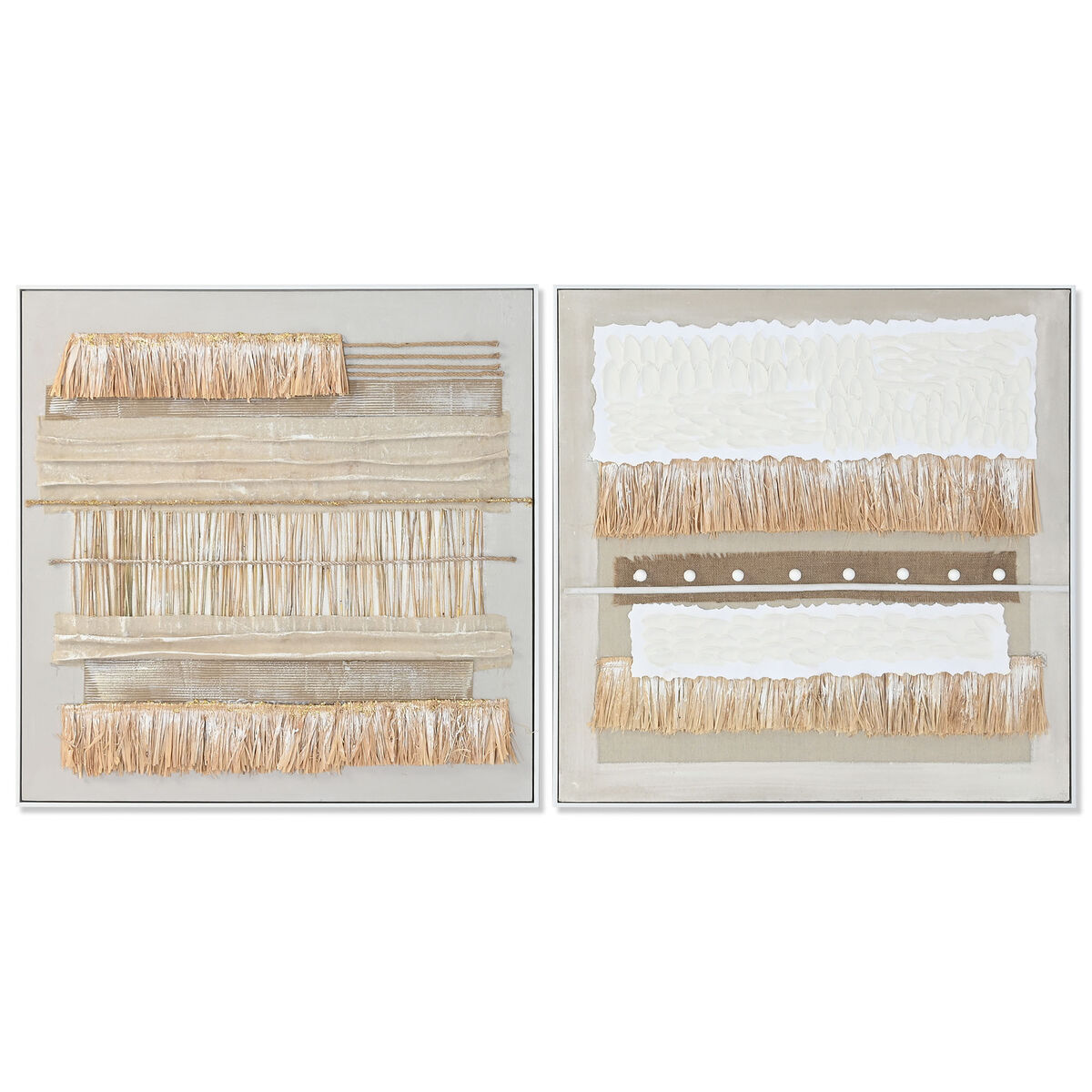 Painting Home ESPRIT White Natural Boho 82 x 4,5 x 82 cm (2 Units)