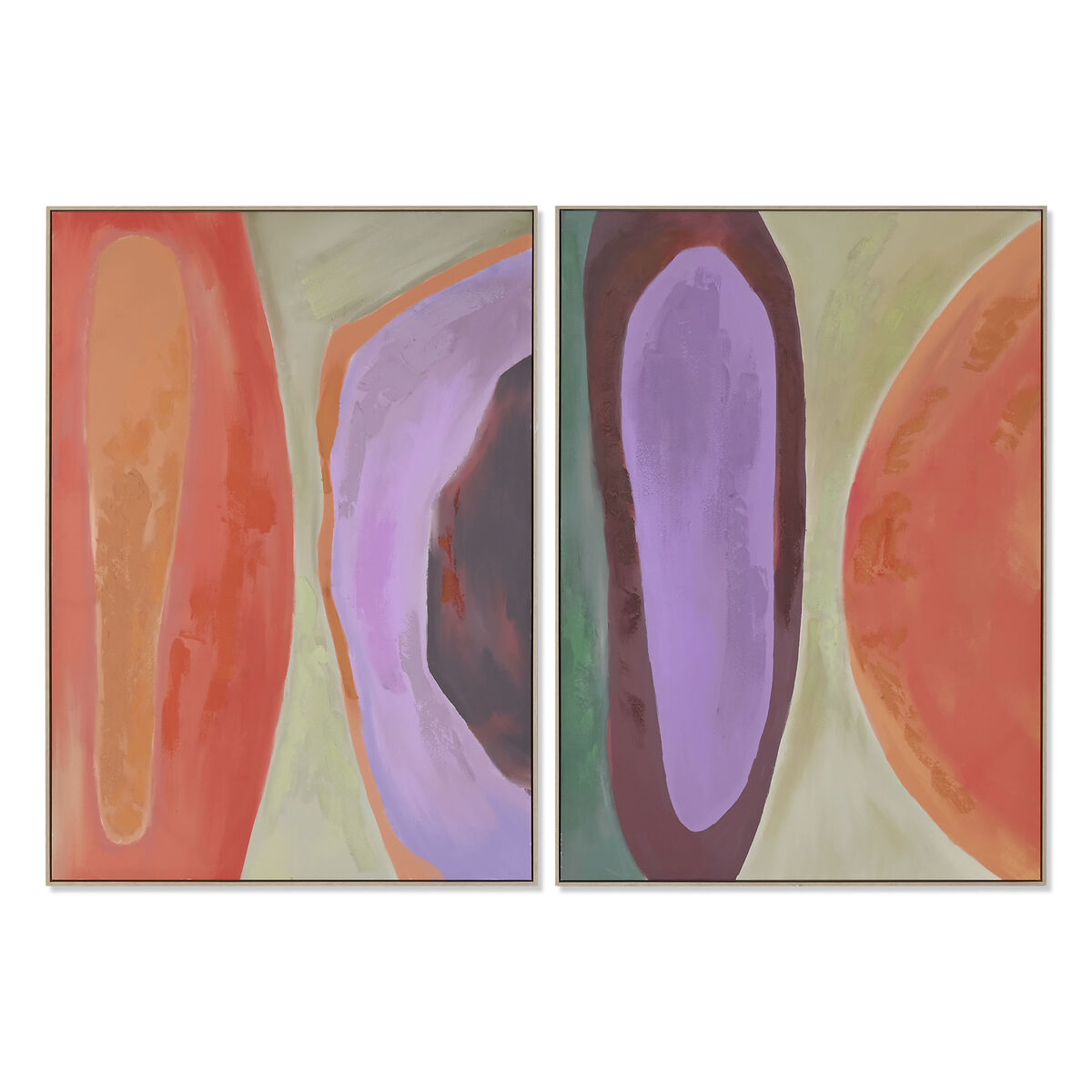 Painting Home ESPRIT Orange Light mauve Modern Urban 100 x 4 x 140 cm (2 Units)