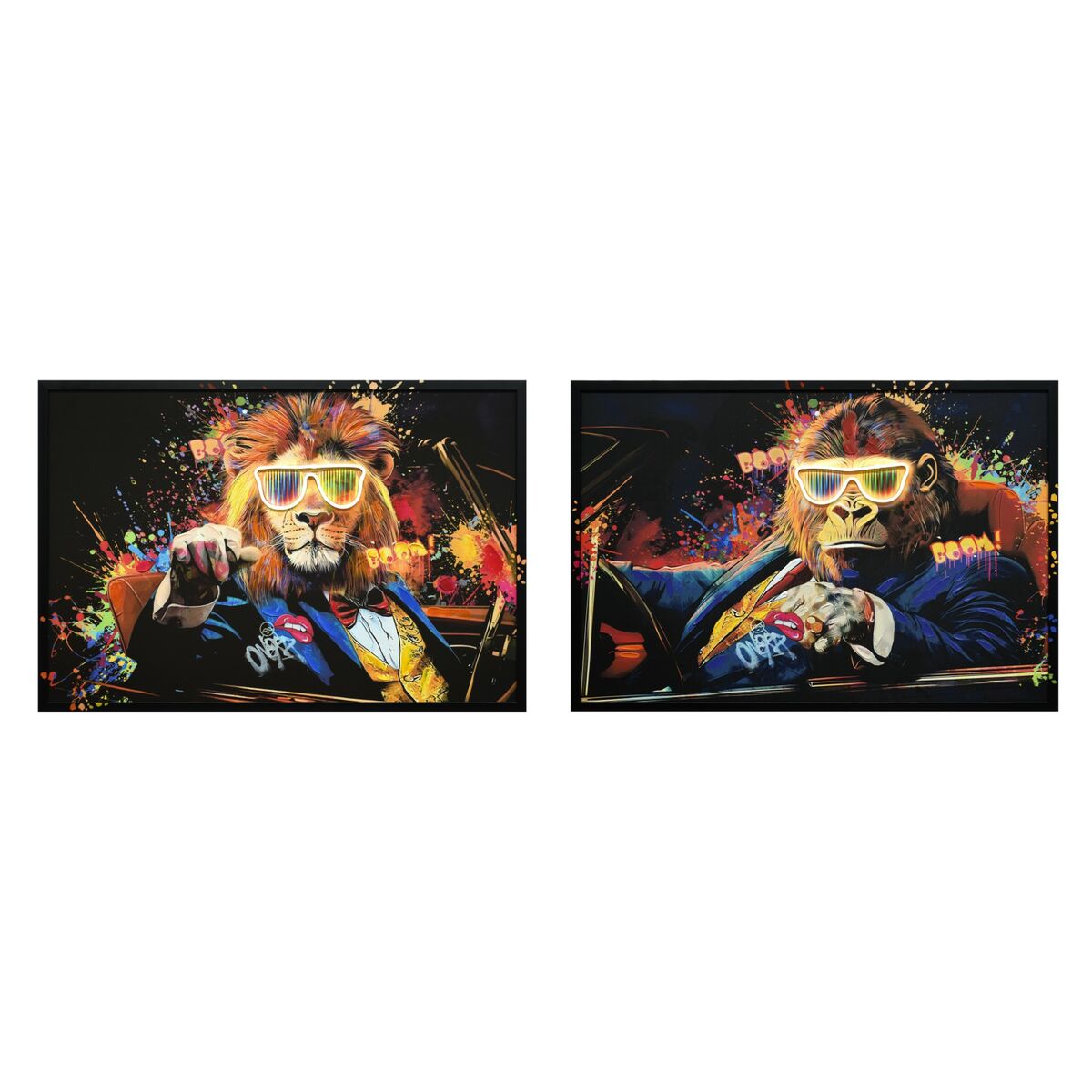 Painting Home ESPRIT Black Modern 93 X 3 X 63 CM (2 Units)