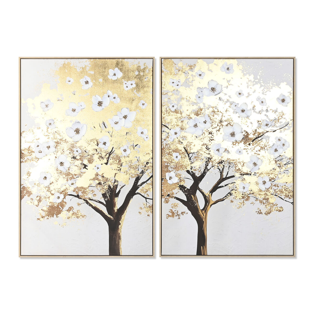 Painting Home ESPRIT Brown Grey Golden Tree Modern (2 Units)