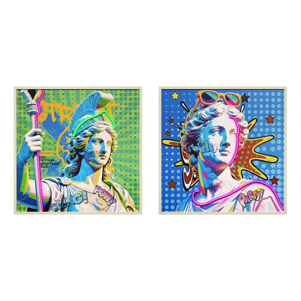 Painting Home ESPRIT Blue Green Modern 83 x 3 x 83 cm (2 Units)