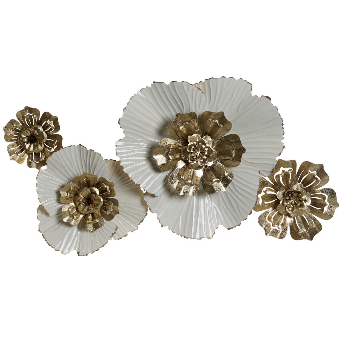 Wall Decoration DKD Home Decor 93 x 8,3 x 54 cm Golden White Flowers