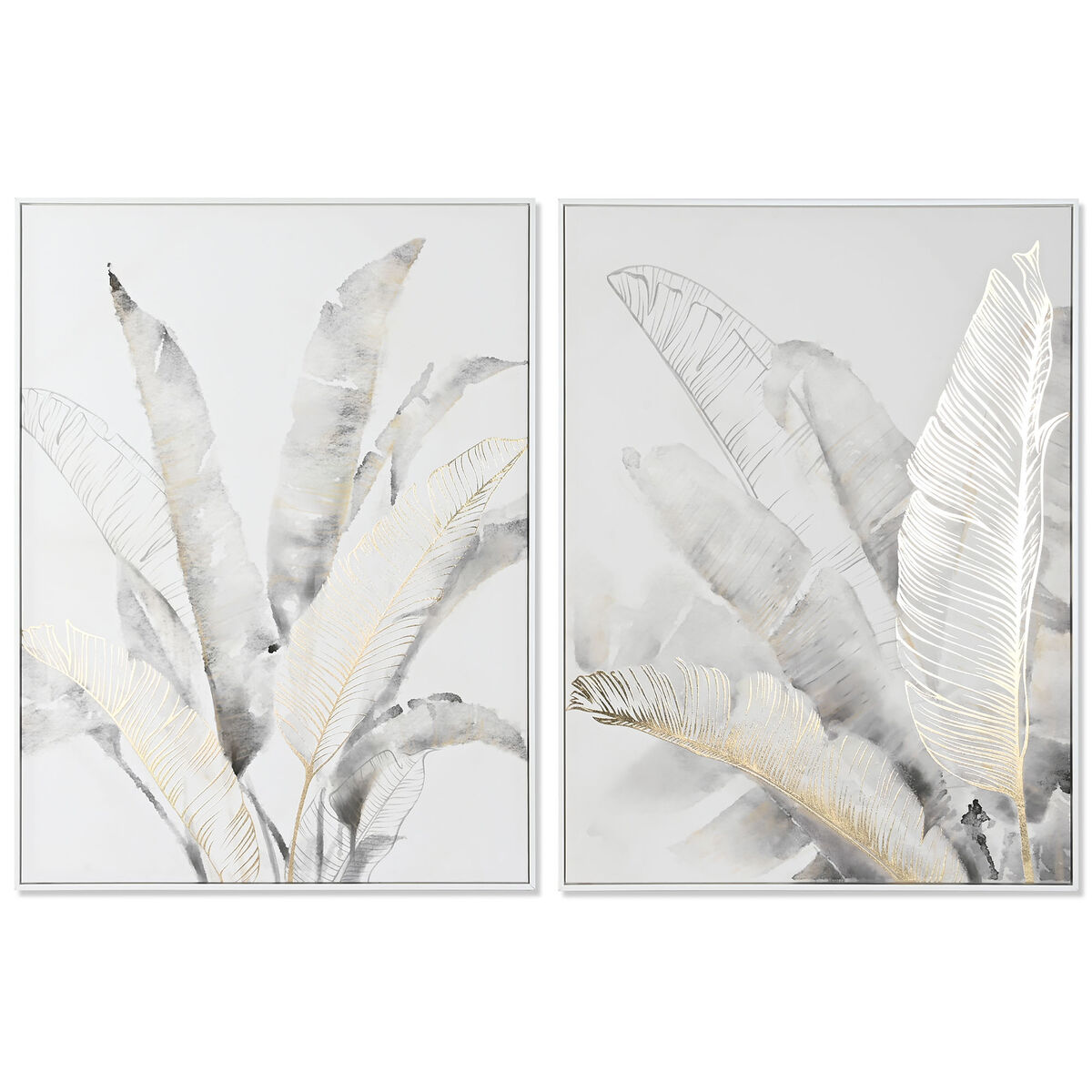 Painting DKD Home Decor Palms Tropical (90 x 4 x 120 cm) (2 Units)
