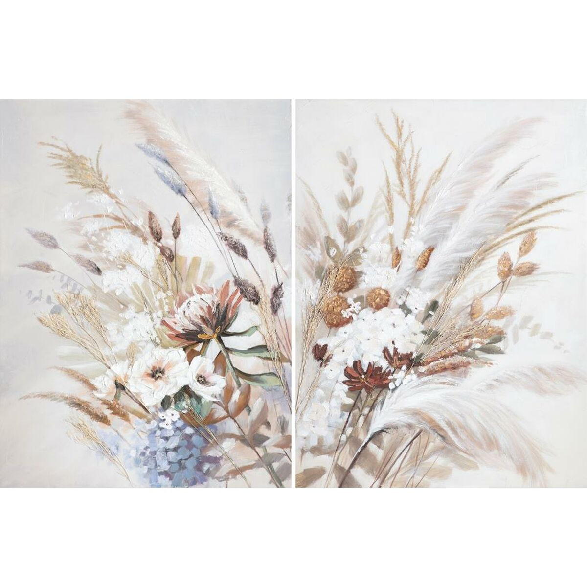 Painting DKD Home Decor Flowers Cottage (90 x 3,7 x 120 cm) (2 Units)