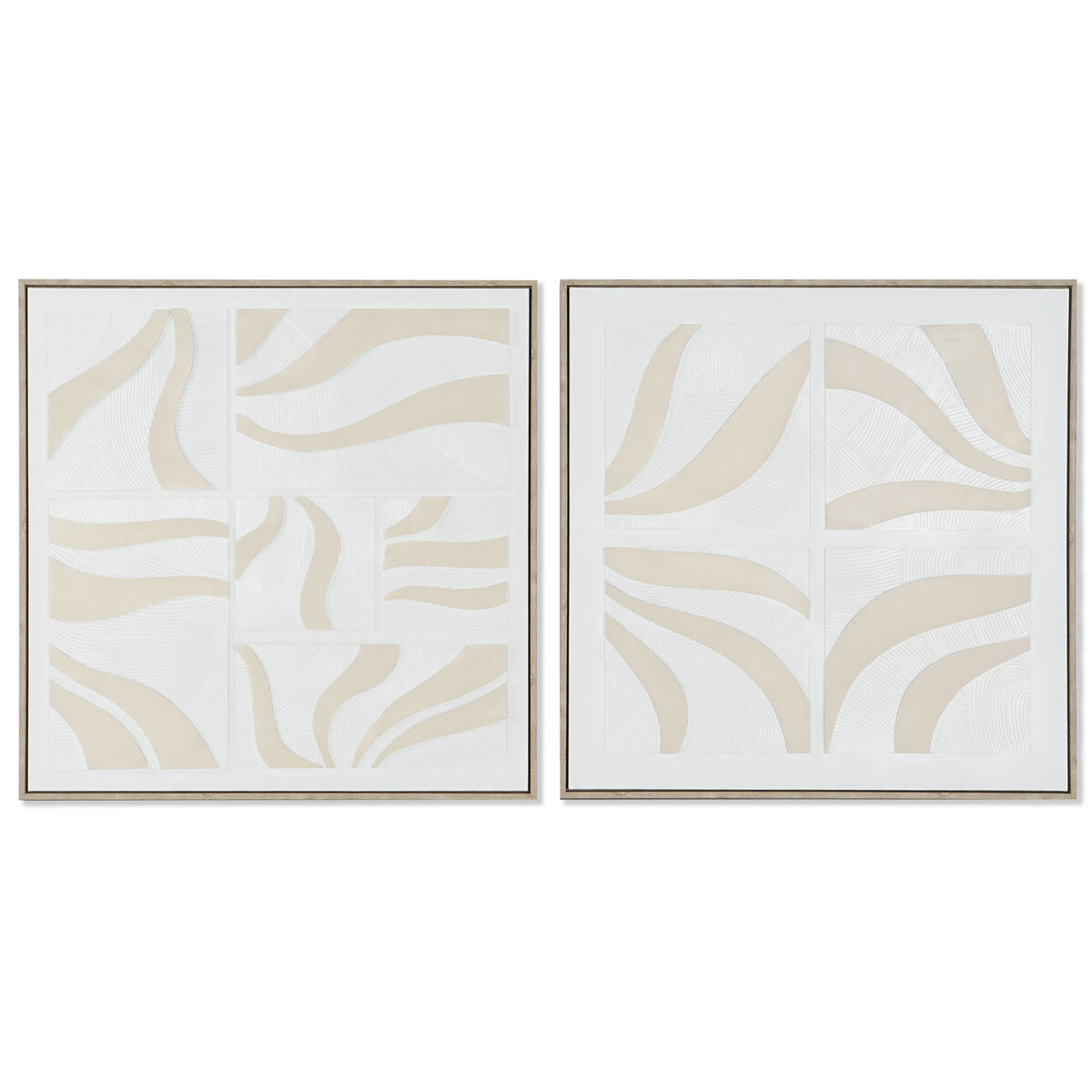 Painting Home ESPRIT White Beige Abstract Scandinavian 83 x 4,5 x 83 cm (2 Units)
