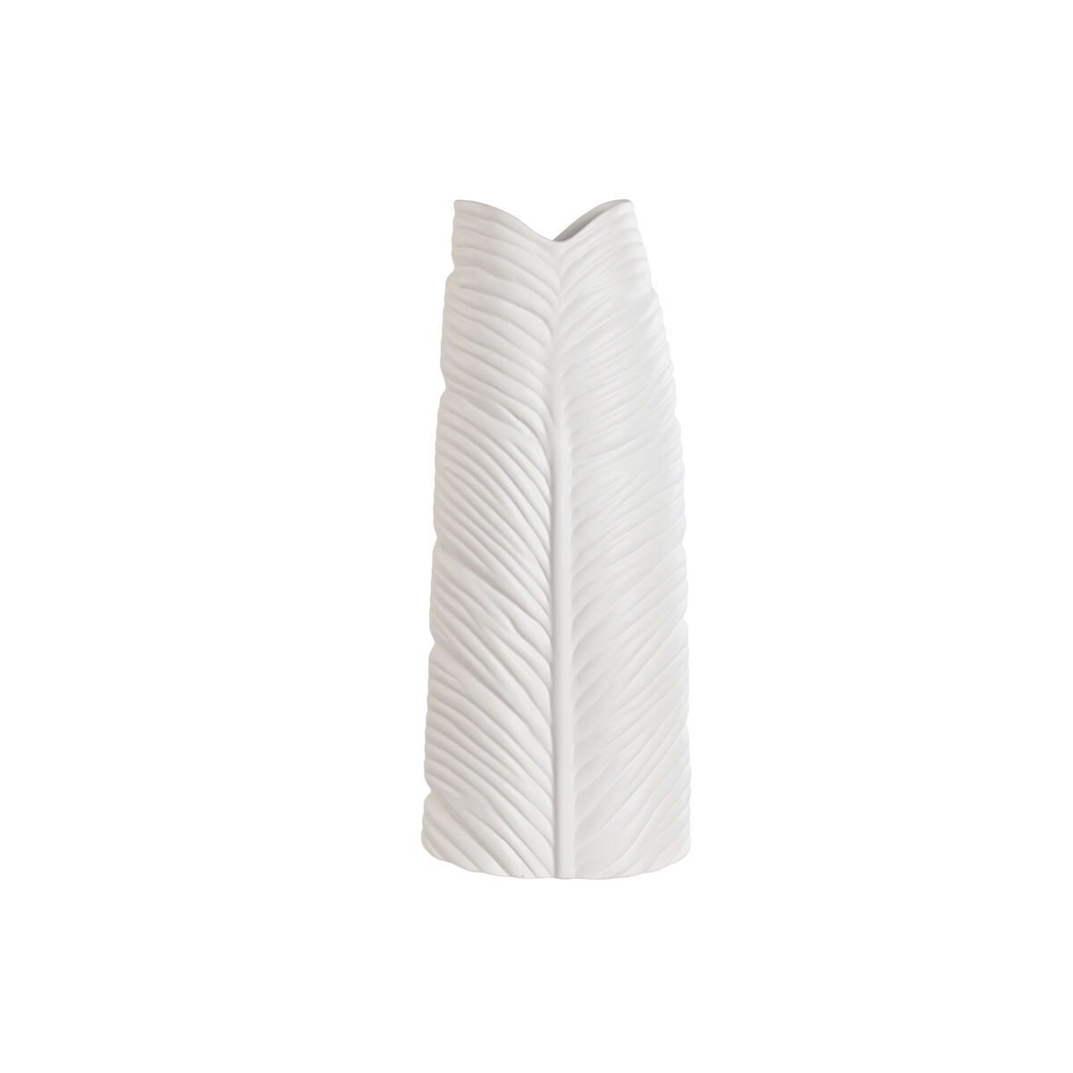 Vase Home ESPRIT White Stoneware Tropical Leaf of a plant 21 x 10 x 50 cm